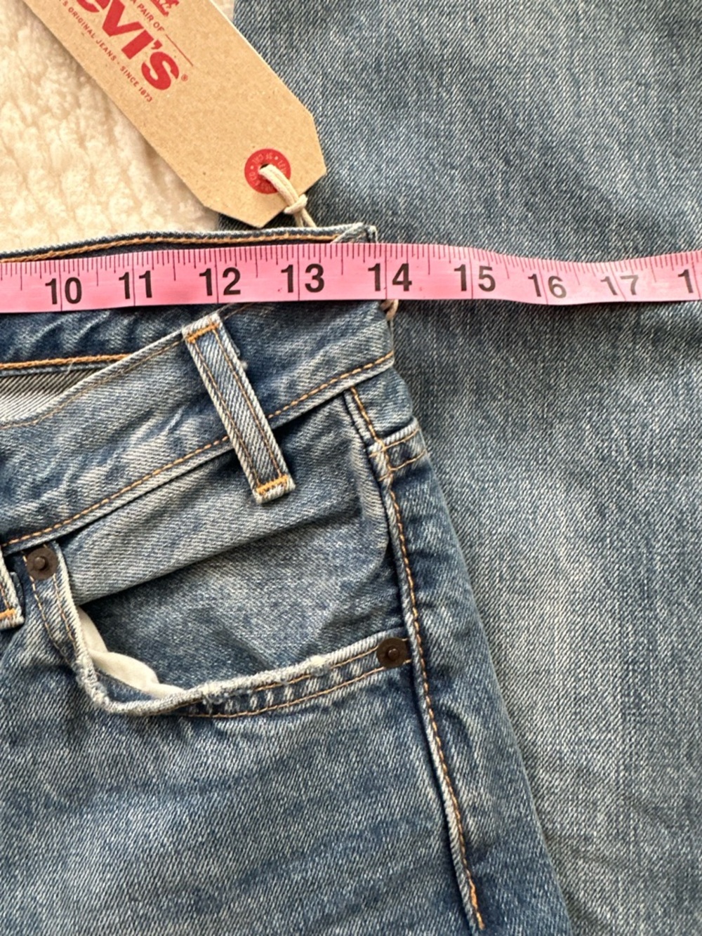 Levi's 505 Orange Tab Mid rise VTG Light Wash Straight Jeans - Picture 8 of 16